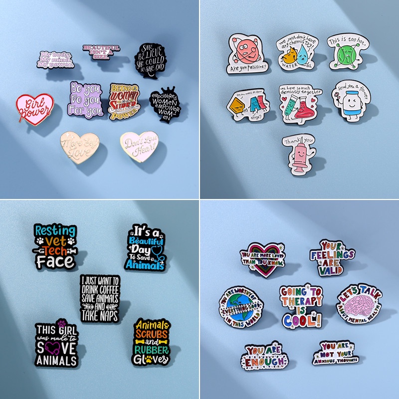 2/7pcs Set Text Class Lapel Pin Elemen Kimia Bros Ransel Lencana Hadiah Untuk Teman Aksesoris Pakaian