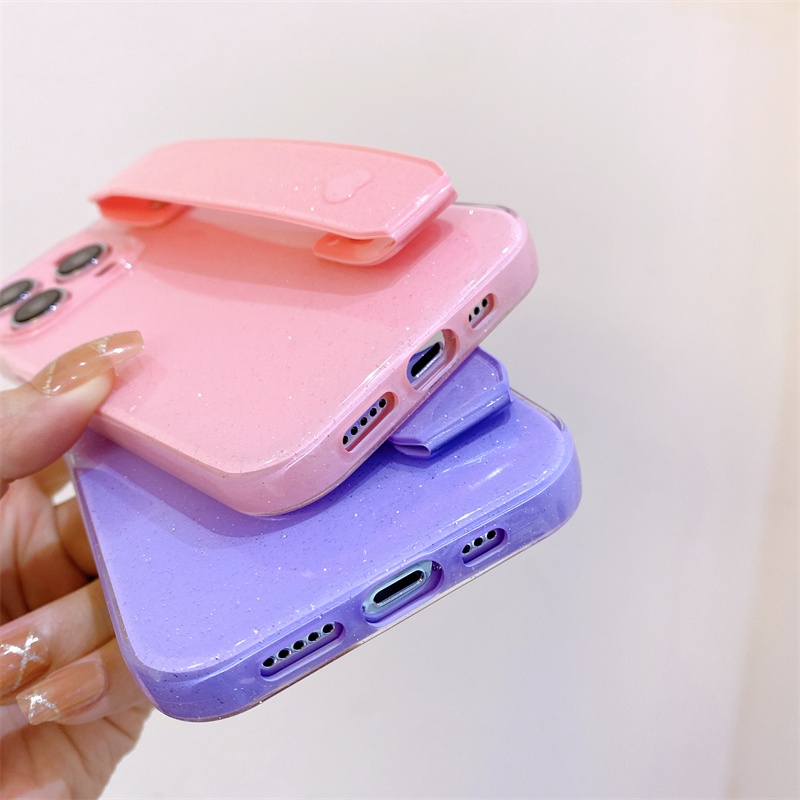 IPHONE Case Tali Pergelangan Tangan Bedak Berkilau Untuk Iphone14 13 12 11 Pro X Xs Max7 8 14 Plus Casing Soft Silikon Cair XR