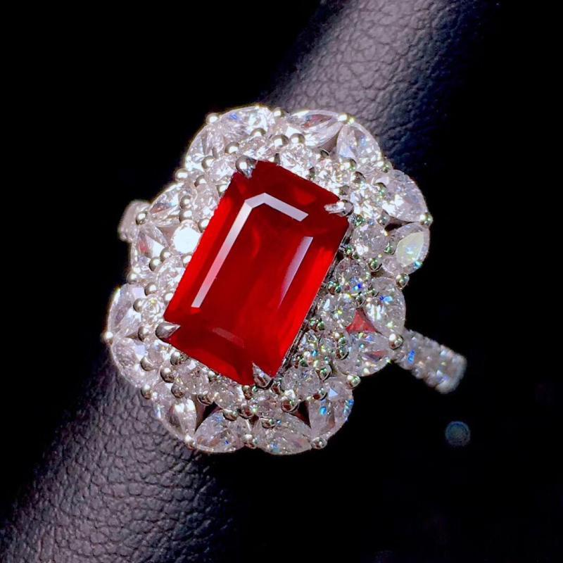 Goldkingdom Aksesoris Perhiasan Fashion Ready Stock Mewah Putri Merpati Darah Ruby Cincin Berlian Set Cincin Perhiasan Mewah Warna Warni