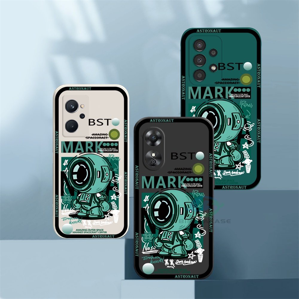 Casing hp Oppo Reno 8T A17 A77S A57 2022 A15 A16 A16K A16S A54S A54 A53 A12 A5S A7 A3S A11k A52 A92 A94 A37 F9 5F A1K A31 A8 A55 C1 Green series Astronot Soft Silicone Case Binteacase