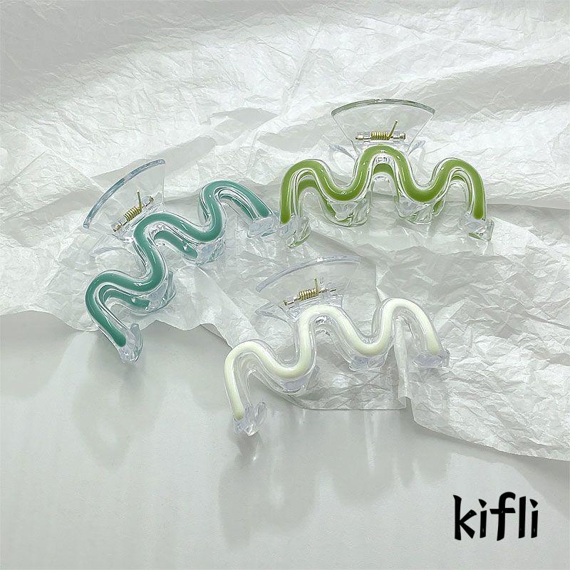 [KD] Jepit Rambut Hair Claw Clip W-shaped Drop Glaze Warna Polos Menyegarkan Musim Panas