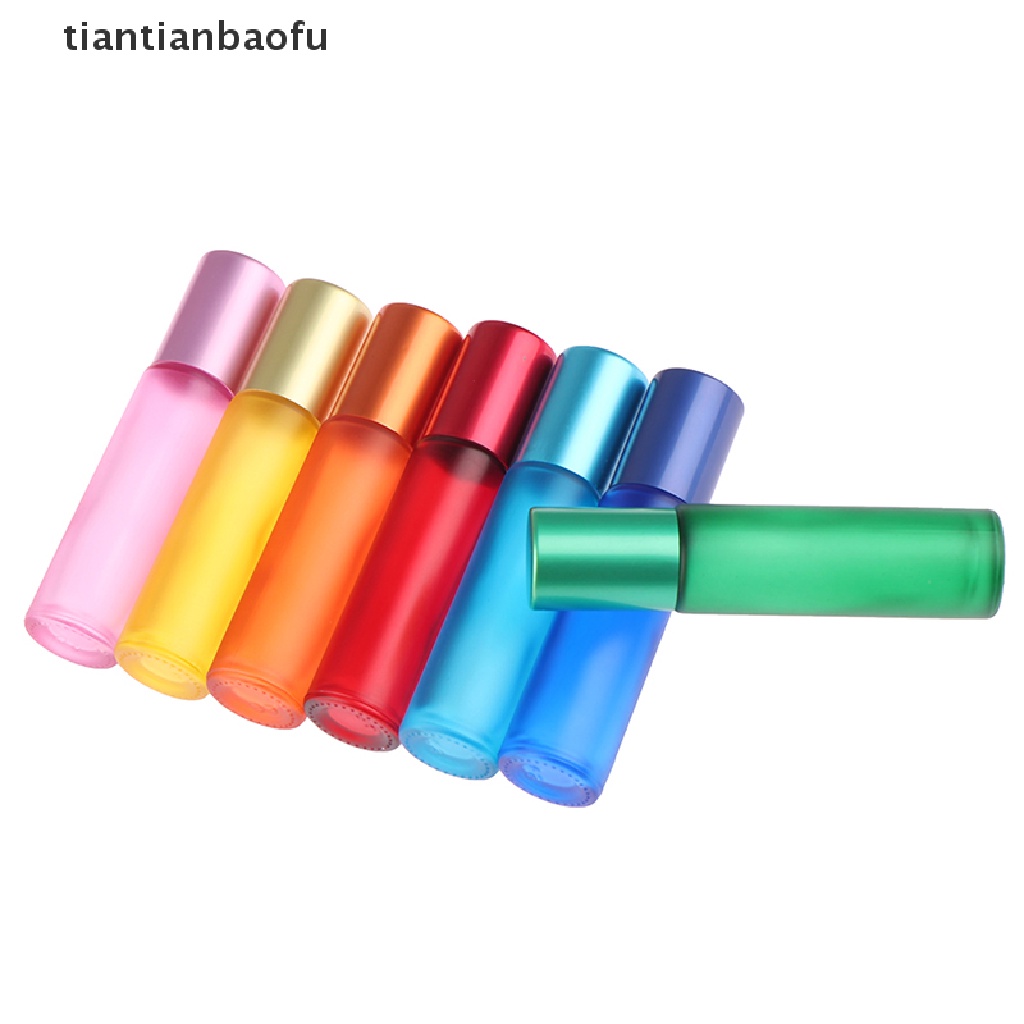 [tiantianbaofu] Botol Roller Kaca Tebal Warna Warni Frosted Portabel 10ml  Butik