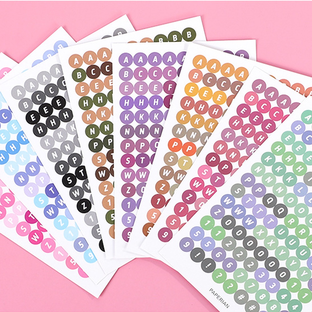 Permen Berwarna Polkadot Digital Huruf Inggris Stiker DIY Goo Card Notebook Patch Dekoratif Kreatif Gradiasi Warna Buku Pegangan Stiker