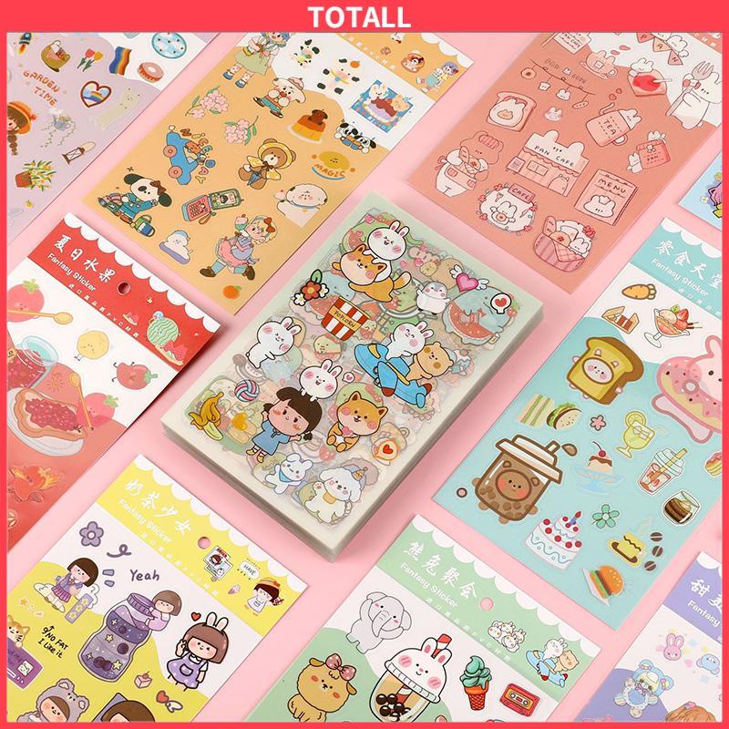 COD 6pc Stiker Cute Cartun Lucu Food Pet Diy Diary Jurnal Palnner Deco Hias-Totall