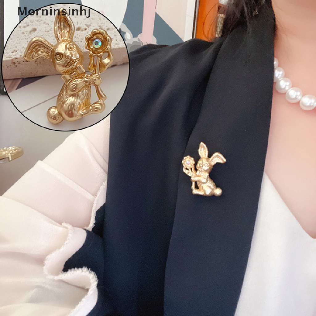 Mornin Fashion Retro Golden Rabbit Bros Untuk Wanita Lucu Hewan Pin Unisex Bunny Pesta Santai Brooch Pin Hadiah id