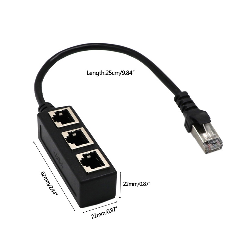 Btsg RJ45 1 Male to 3female Socket Port Connector Adaptor Kabel Ekstensi Eterna LAN Connector Extender Awet