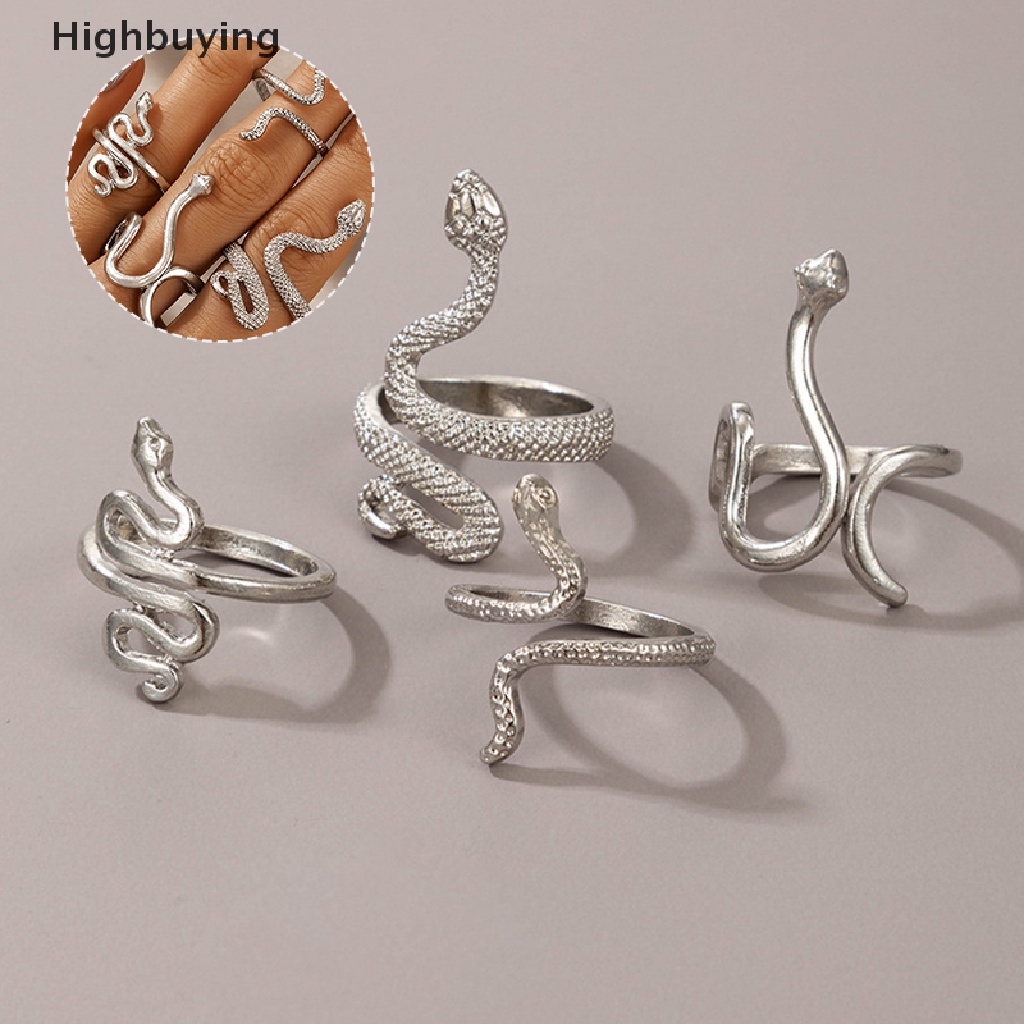 Hbid 4Pcs Cincin Ular Set Wanita Anillo Bagues Perhiasan Gadis Remaja Accesories Hadiah Glory