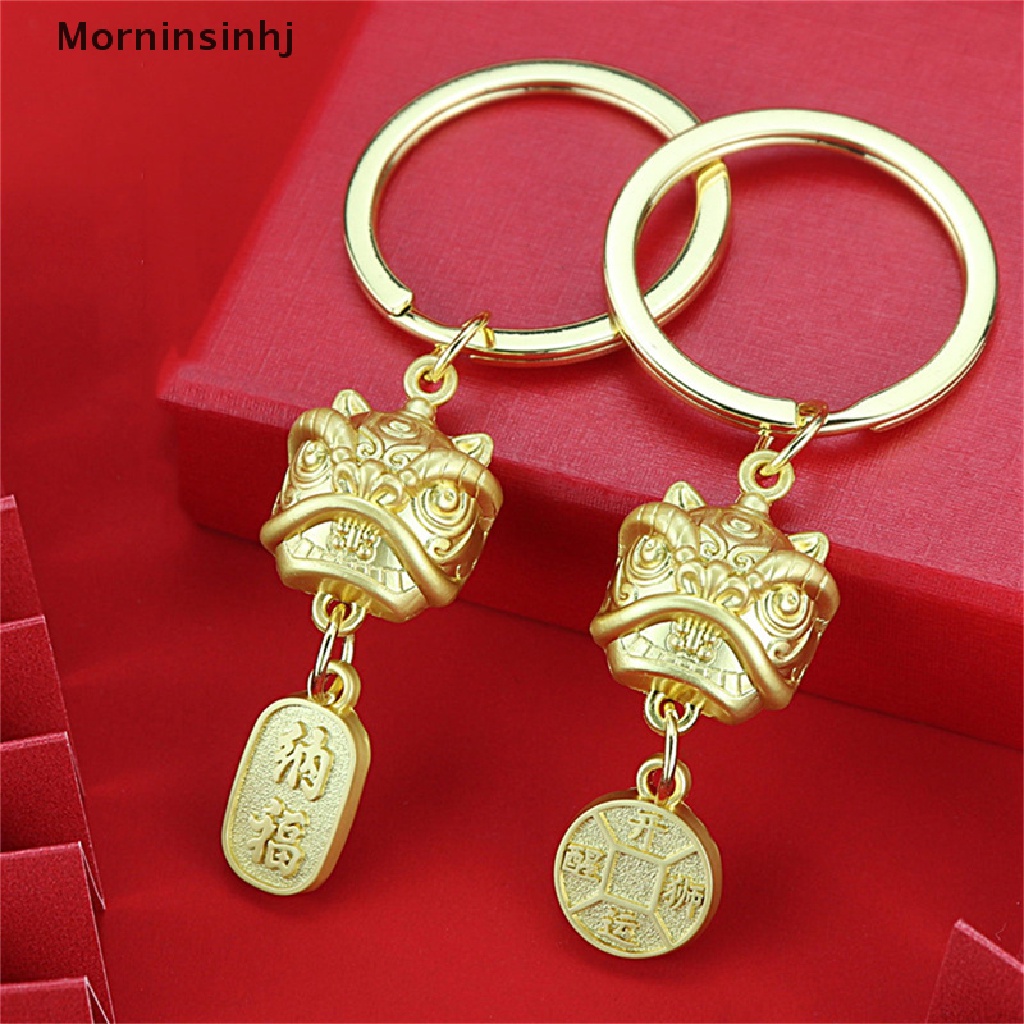 Mornin 2023tahun Baru Lion Dance Head Keychain Pendant Metal Lion King Key Chain Gantungan Kunci Hadiah id