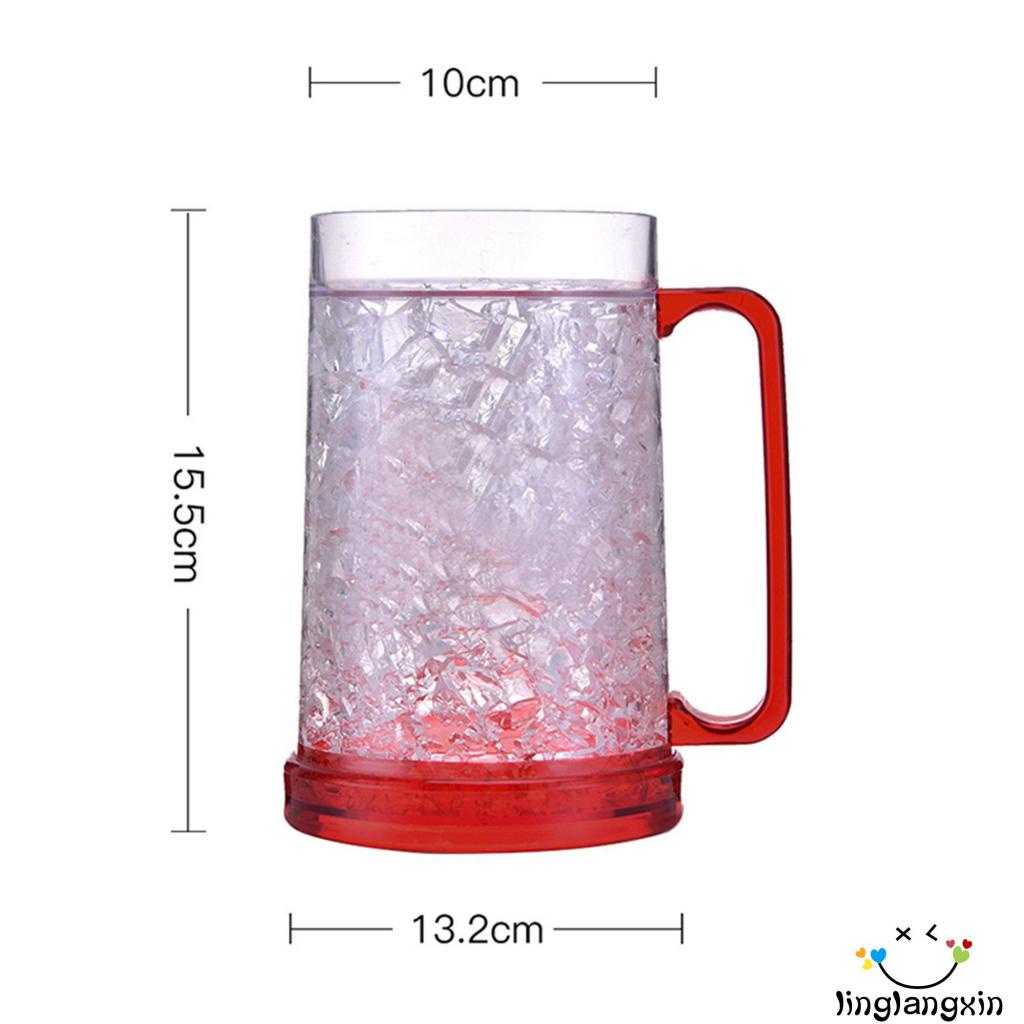 Llx-450ml Mug Bir Frozen, Cangkir Dinding Ganda Warna-Warni Dengan Pegangan Untuk Pesta BBQ Musim Panas