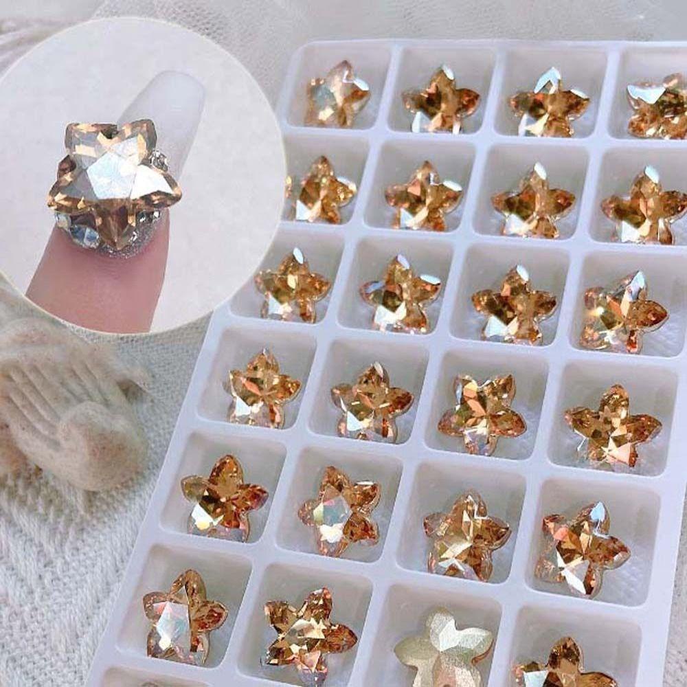 Agustina Kuku Berlian Buatan Warna-Warni Kilau Pesona Kuku Fashion Jepang Nail Art Profil Bor 3D Nail Art Drills
