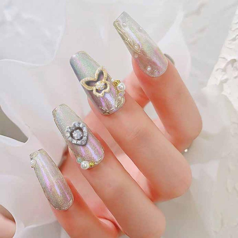 Mxbeauty Dekorasi Nail Art 3D DIY Detak Jantung Kupu-Kupu Beruang Manicure Perhiasan Aksesoris