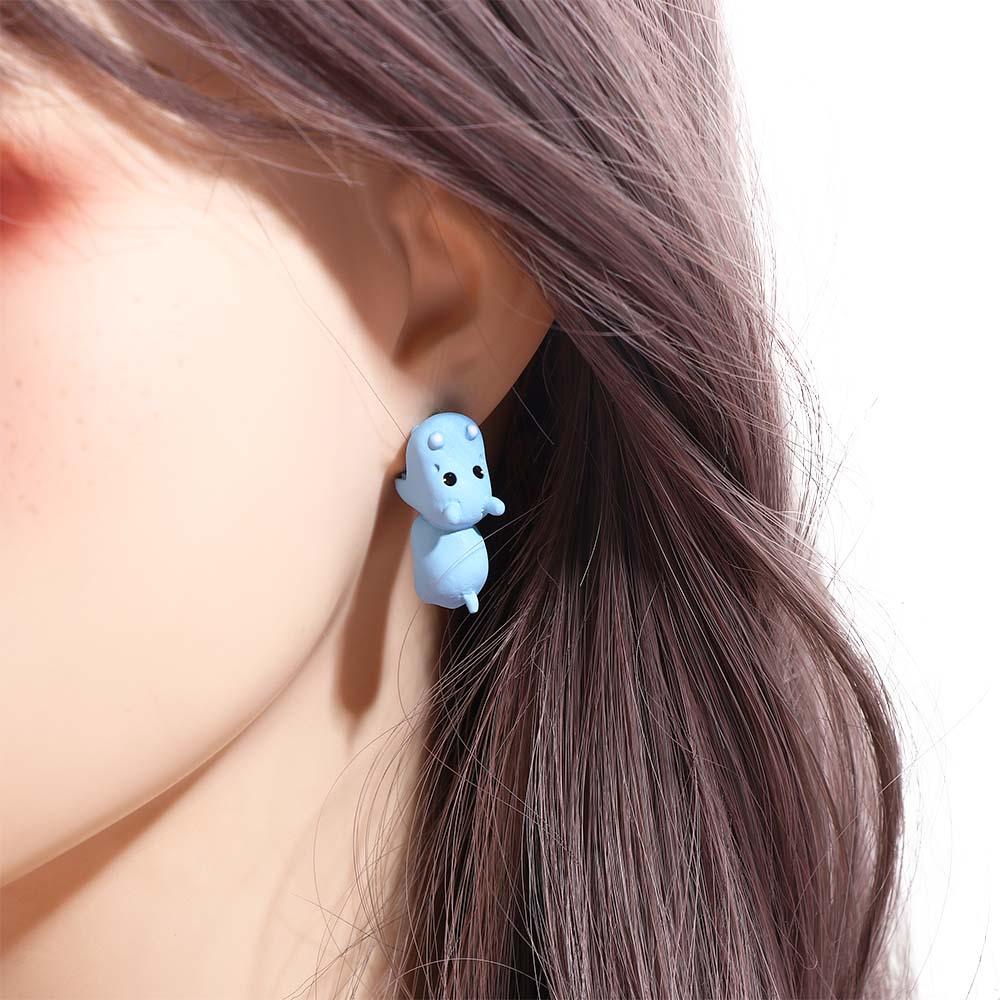 Mxbeauty Kartun Anting Pejantan Pesta Warna Solid Kepribadian Clay Lembut Desain Fashion Hiu Anjing Babi Wanita Perhiasan