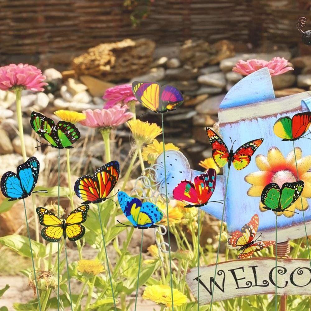 [Elegan] Butterfly Stakes Colorful Yard Planter Pernikahan Seni Ornamen Perlengkapan Pesta Pot Dekorasi Patung Kupu-Kupu