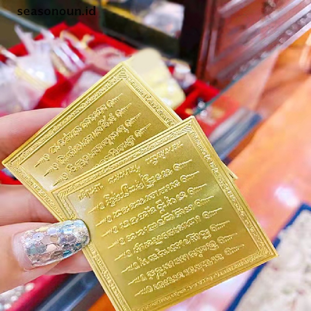Seasonoun Thailand Temple Bless Safety Script Kitab Suci Kartu Dewa Buddha Liontin Jimat Bawa Rejeki Good Luck Protection Phone Stickers.