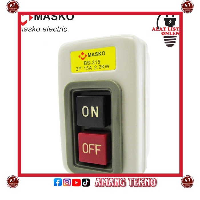 Power Push Button Switch ON - OFF 10A / 15A / 30A 3P MASKO - 10 Ampere 310 TERMURAH