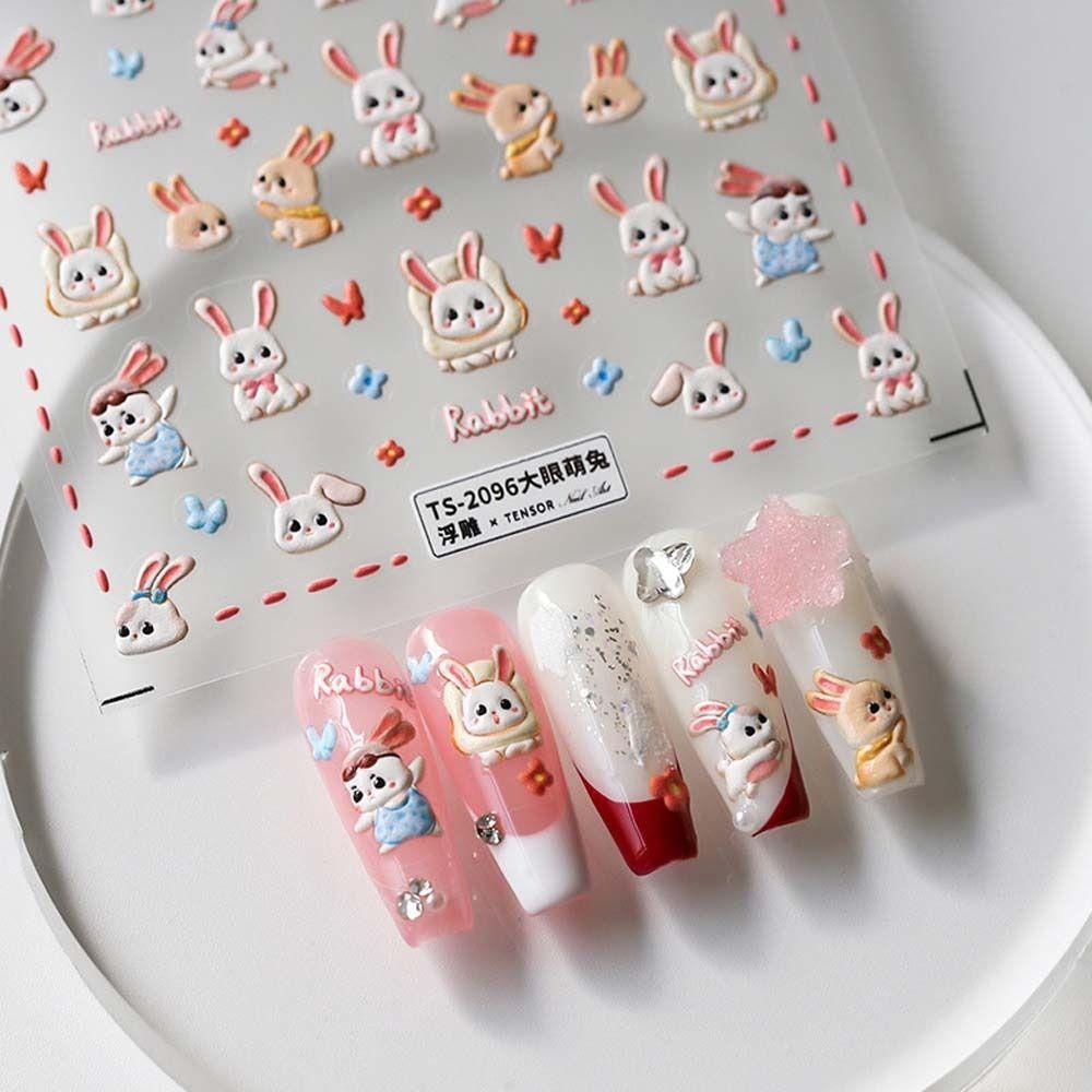 Mxbeauty Kartun Stiker Kuku Wanita Pink Love Hati Hewan Rasi Bintang Beruang Hiasan Kuku