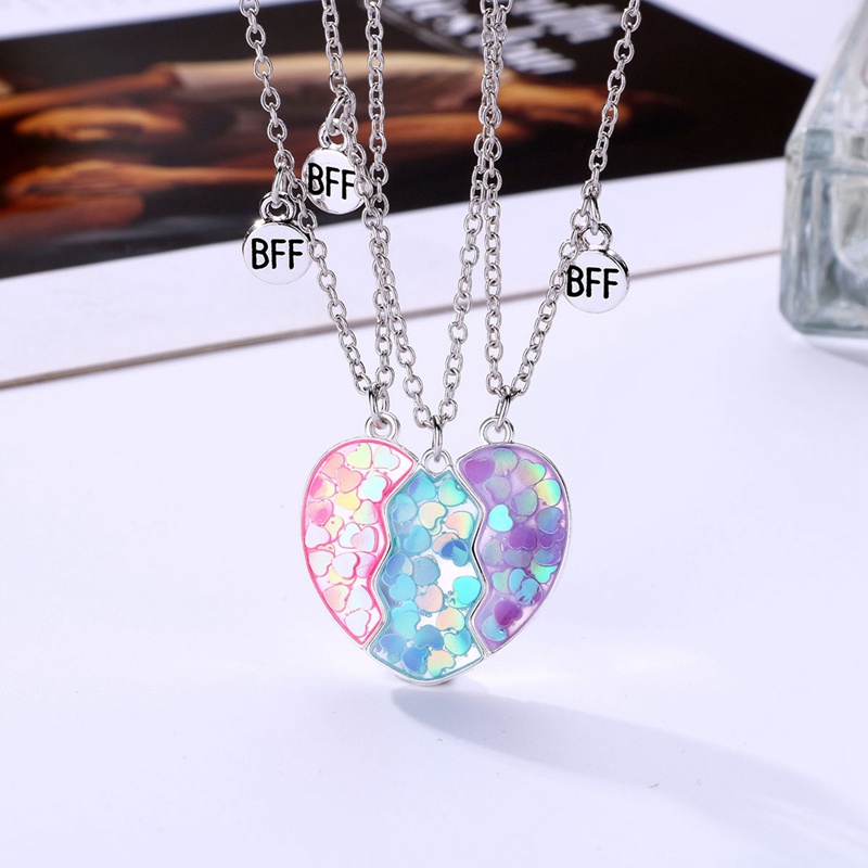 3 Pcs/Set Fashion Teman Baik Anak Kalung Geometris Menetes Minyak Magnet Jahitan Cinta Kalung