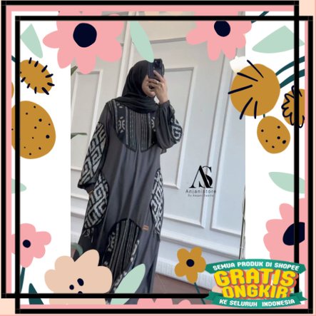 Gamis Anjanistore Original Gamis Twill Uniqlo Jumbo Busui Lengan Panjang Daster Arab Jumbo Motif Bat