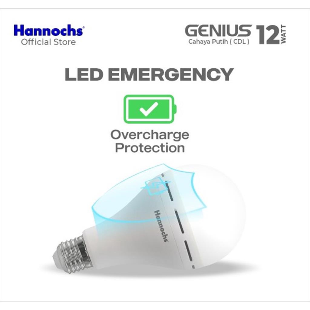 HANNOCHS Lampu Emergency LED AC/DC GENIUS 12W 12 Watt Cahaya Putih