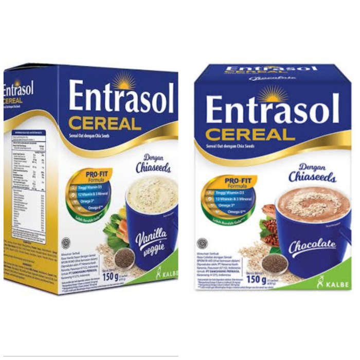 

cereal entrasol vanilla coklat 150gr per box