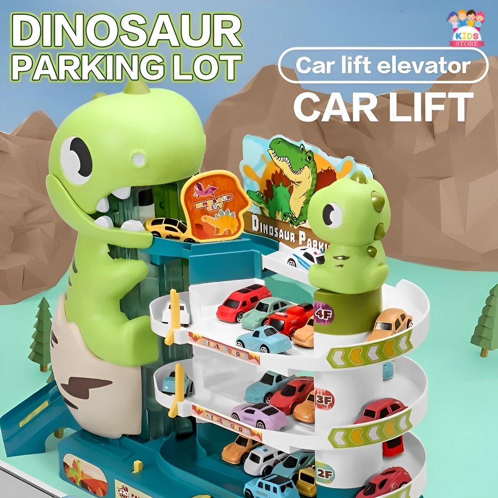 Parking Lot Dinosaurus Diecast Set Lengkap | Mainan Anak Laki Laki Mobil Mobilan Terbaru 2023