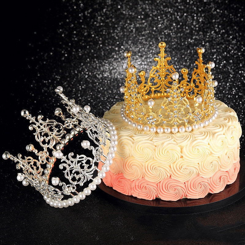 1 Pc Mutiara Imitasi Mahkota Kue Topper Baking Decor Pesta Ulang Tahun Anak Kue Dessert Aksesoris Elegan Perlengkapan Pernikahan