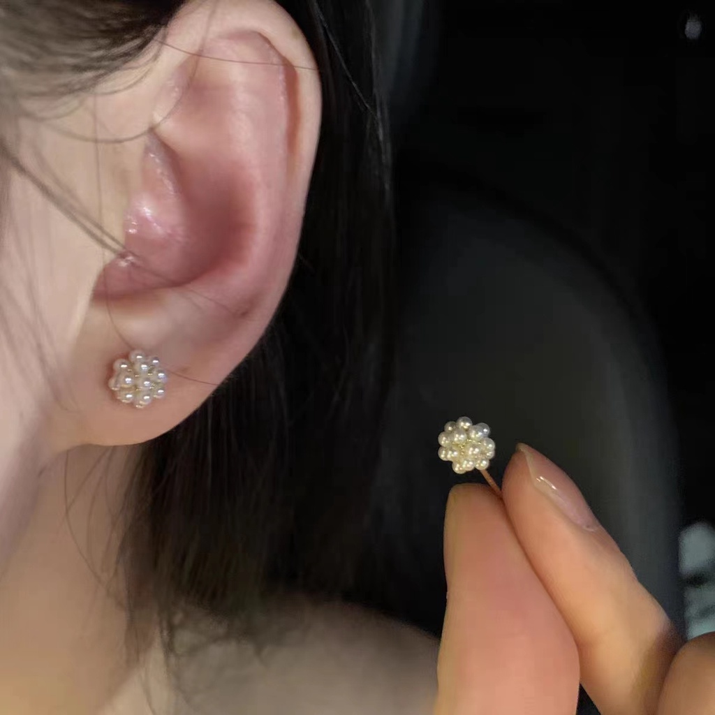 Anting Mutiara Sederhana Temperamen Prancis Anting Pejantan Mutiara Kecil Korea