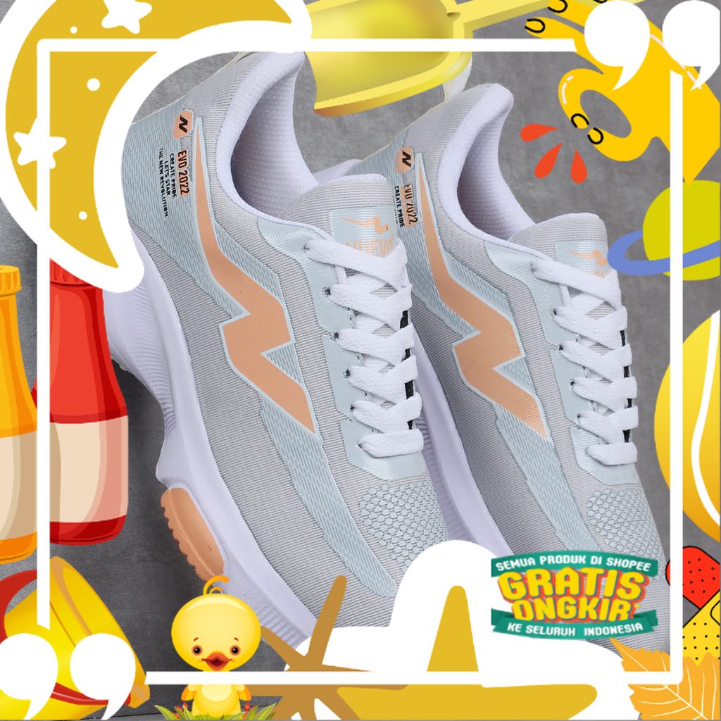 SEPATU OLAHRAGA WANITA NUEVO EVO 2022 WOMEN SNEAKER WANITA TERBARU ORIGINAL/ hitam oren ungu tosca k