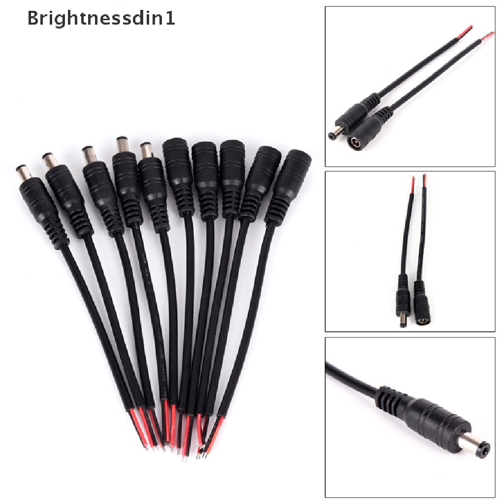 [Brightnessdin1] 5pasang Pengaman 5.5x2.1mm Male+Female DC Power Socket Plug Connector Kabel Kawat Butik