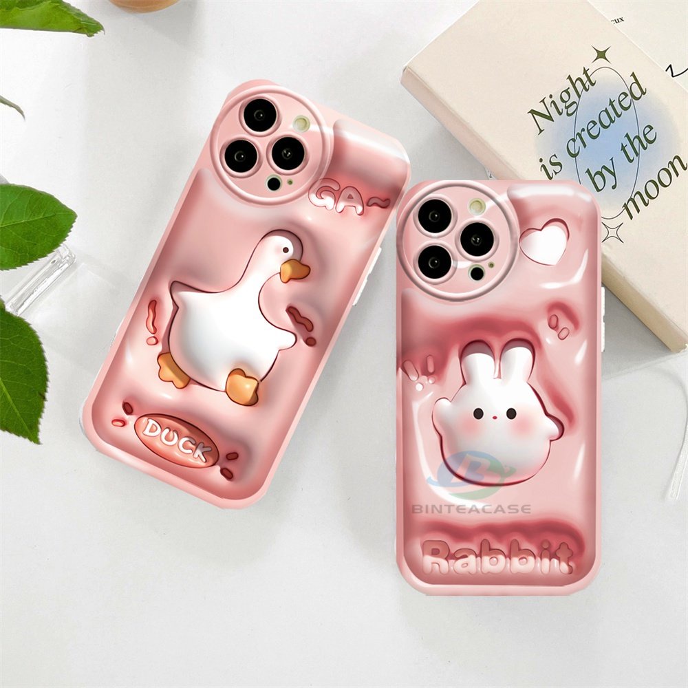 Casing hp Realme 10 C15 C12 C25S C11 C20 realme5 5i 6i C3 8i C21Y C25Y Kartun Kelinci Lucu Bebek Silicone Airbag Case Binteacase