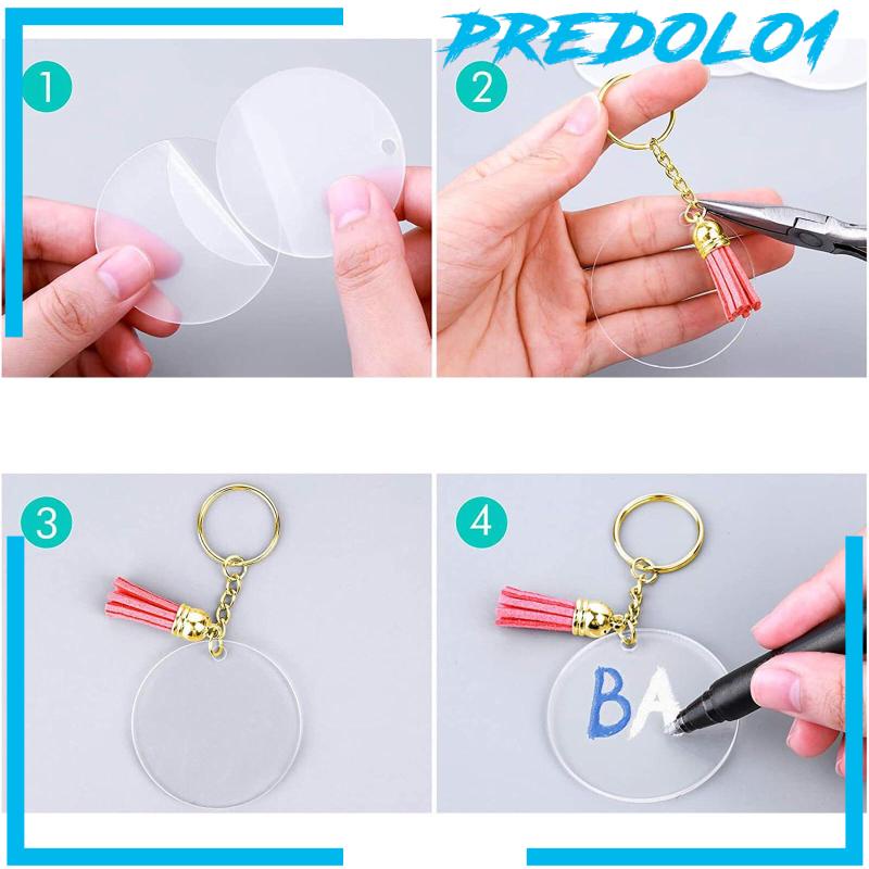 [Predolo1] 100x Acrylic Keychain Blank Keychains Clear Acrylic Disc Charm Blank