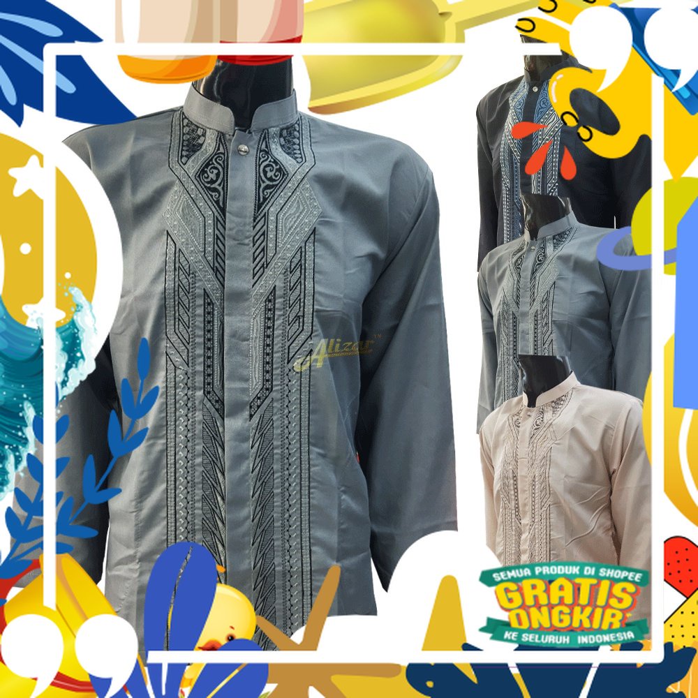 Super Mewah / Baju Koko Pria Lengan Panjang, Kemeja Koko Pria Dewasa Lengan Panjang,Koko Bordir Leng