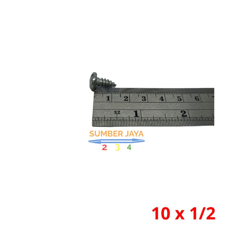 Baut TPJP 10 x 1/2 putih isi 10 pcs   / Skrup TPJP 10 x 1/2 TERMURAH
