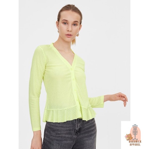 𝙉𝙀𝙒 Pomelo Frill Hem Cardigan Lemon Yellow Outer Blazer Pastel Fashion Wanita Branded