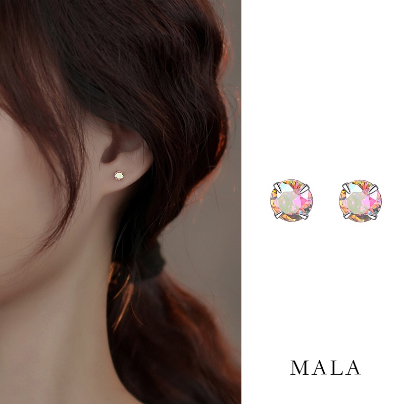 Anting Tusuk Bahan Zircon Warna Sterling Silver S999 Untuk Wanita