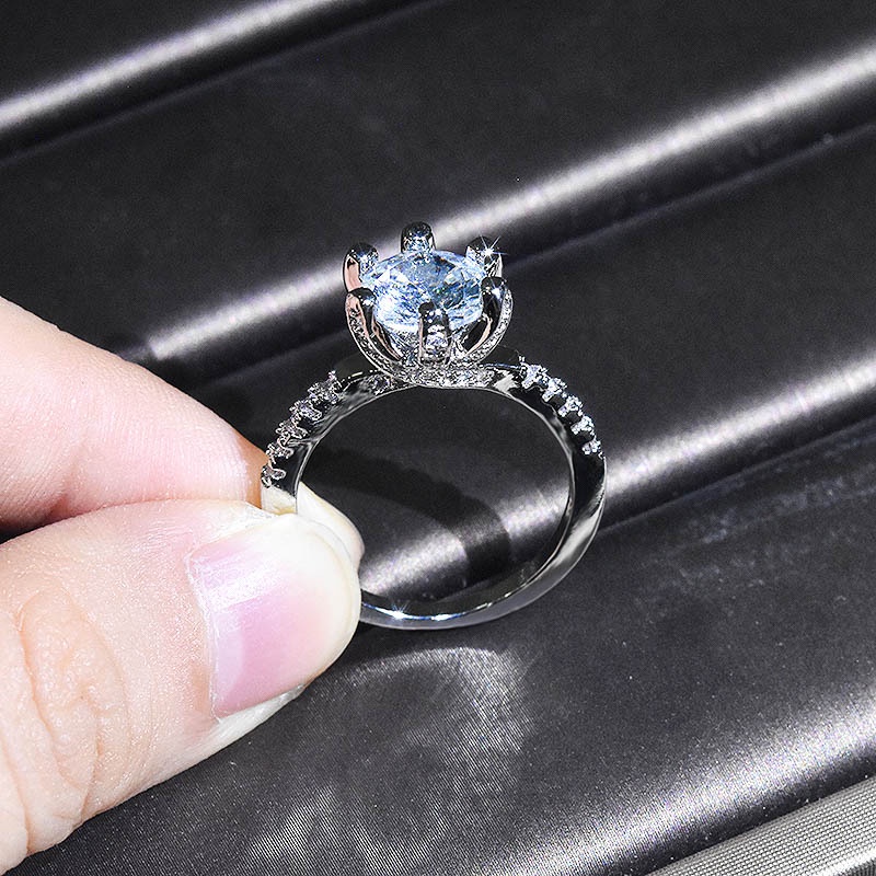 Goldkingdom Fashion Perhiasan Aksesoris Ready Stock Desain Rose Gold Disepuh Putih Moissanite Karat Klasik Kecil Berlian Acara Berlian Moissanite Cincin Wanita