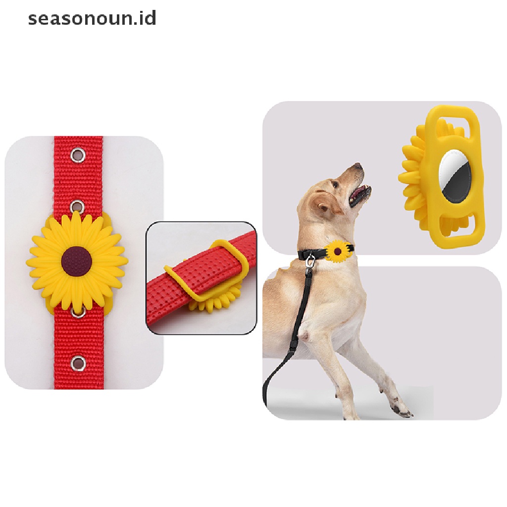 Seasonoun Pet Silikon Casing Pelindung GPS Finder Anjing Kucing Kerah Loop Untuk Airtags Tracker.