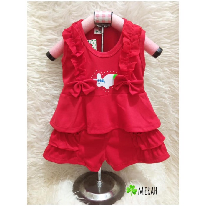 ✨Terlaris -Baju Setelan Bayi Perempuan Umur 6-12 Bulan - Merah- 2.2.23