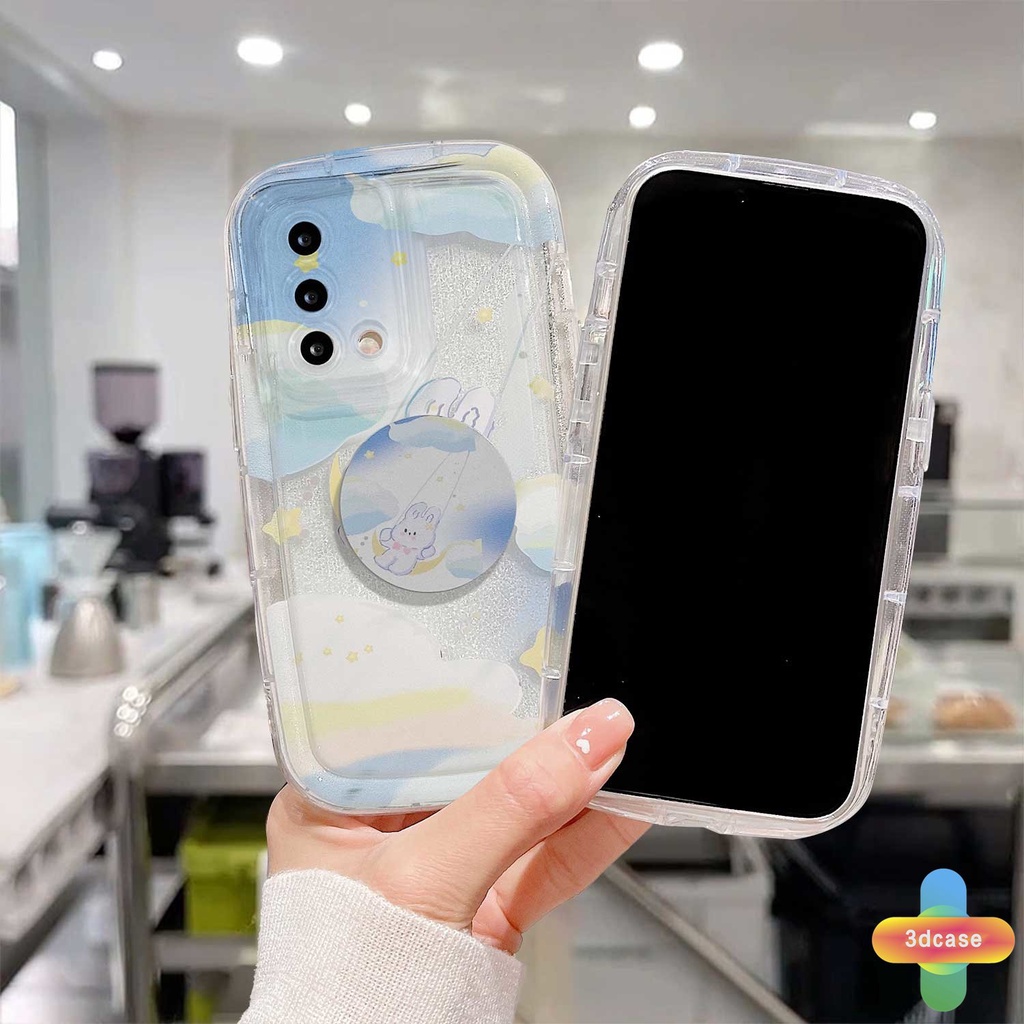 Soft Case Realme 10 5S 5 5i 9i C17 7i C11 2021 C21Y C30 C30S C33 C31 C35 C15 C21 C25 C20 C3 C12 C2 C25S C1 C25Y C2 C3i 6i C20A  Narzo 20 10 10A 20A 30A 50i 50A Prime A7 A5S A15 A16 A17 A53 A53S A57 A77 Ins Nebula Rabbit Soap Shockproof Cover With Stand