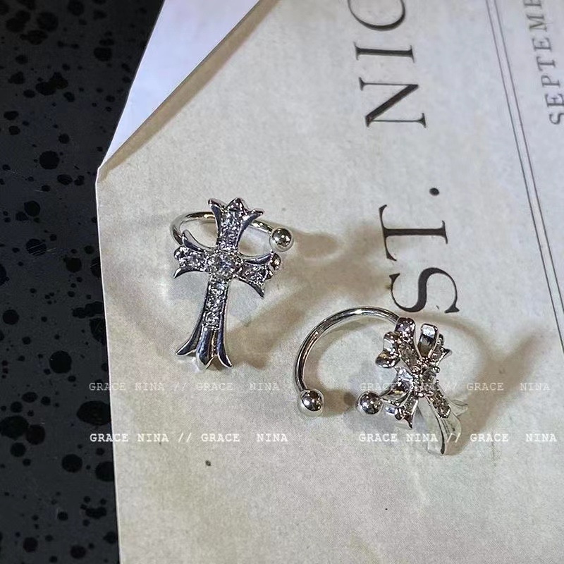 Anting Geometris Salib Berlian Imitasi Bahan Alloy Korea Untuk Wanita