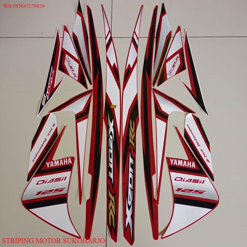 (ORI) stiker striping motor yamaha xeon rc 125 2013 merah list body standar KUALITAS ORIGINAL TERMUR