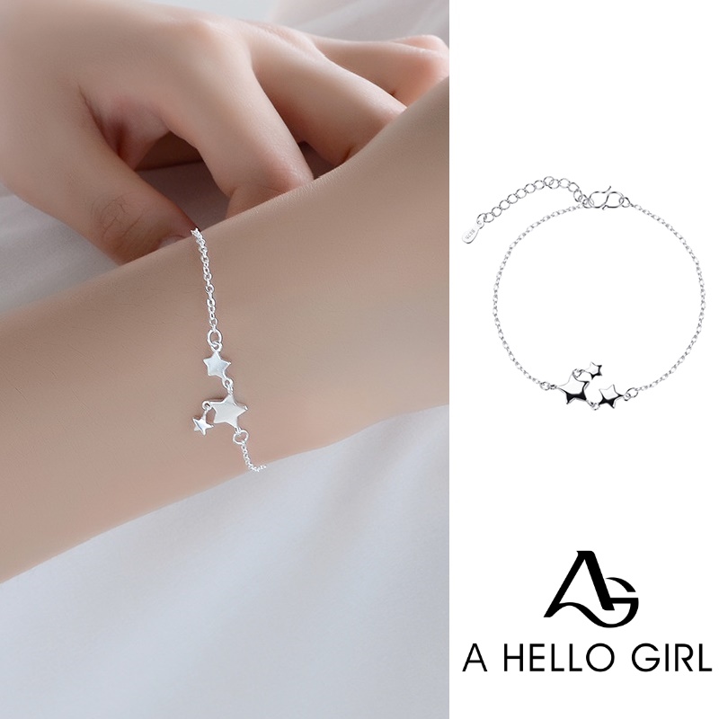 Gelang Rantai Liontin Bintang Cute Star Pendant Chain Bracelet Korea Silver Adjustable Cuff Bracelets Women Jewelry Accessories