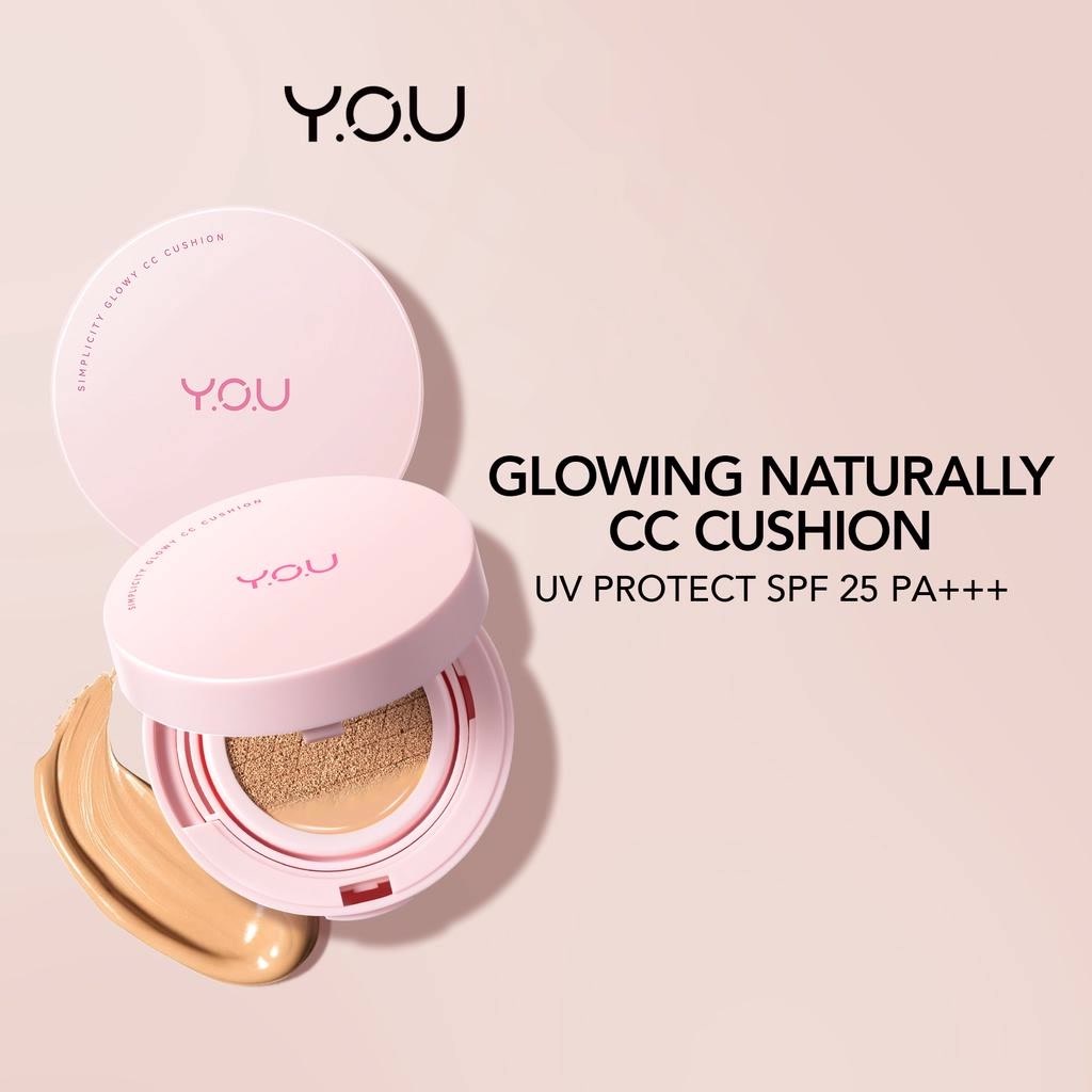 ★ BB ★ Y.O.U Simplicity Glowy CC Cushion - Natural Makeup Foundation | Bedak Wajah | Ringan Tahan Lama | YOU