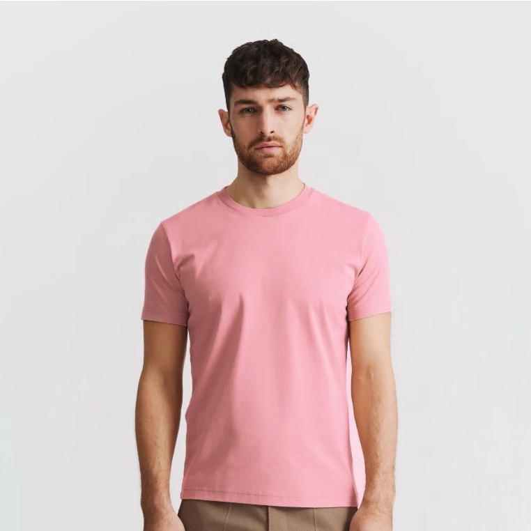 Skrien - Tshirt O-Neck Basic Unisex / Kaos Polos Pria Wanita Cotton 24s Combed Lembut Premium BabyPink