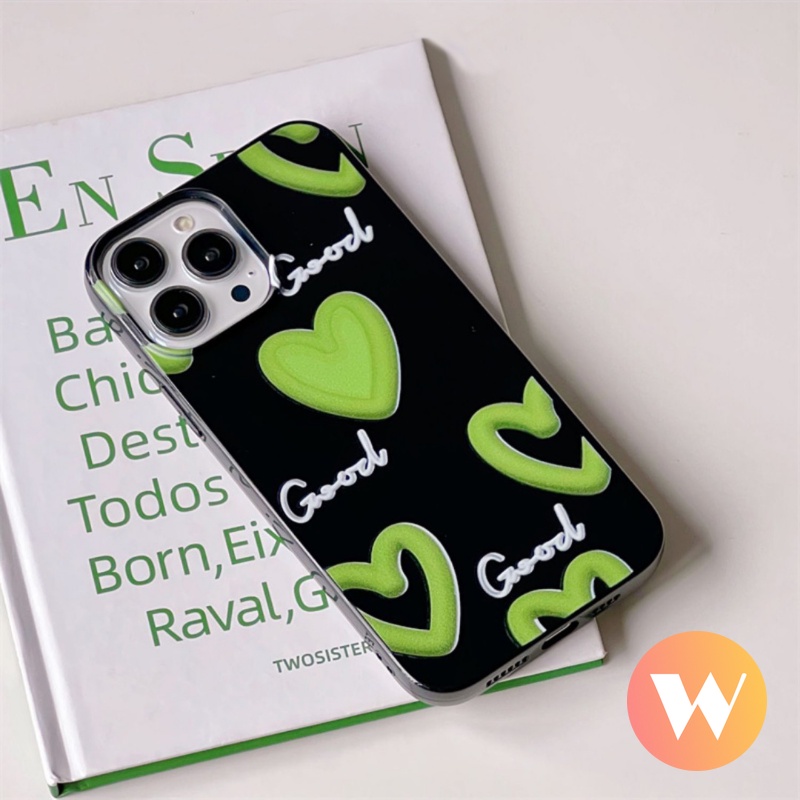 IPHONE Casing Ponsel Cinta Hati Graffiti Kartun Lucu Kompatibel Untuk Iphone11 14 12 13 Pro Max X7 8 6 6s Plus XR XS Max SE 2020 Shockproof TPU Lembut Glossy Halus Tahan Kotoran Back Cover