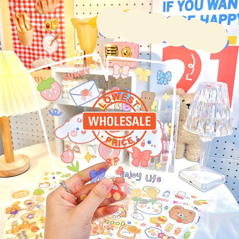 [Harga Grosir] Ins Style Cute Tea Bear Pattern Handbook Stickers Strawberry Stiker Buku Pegangan Dekorasi Kreatif Cangkir Air Stiker PVC