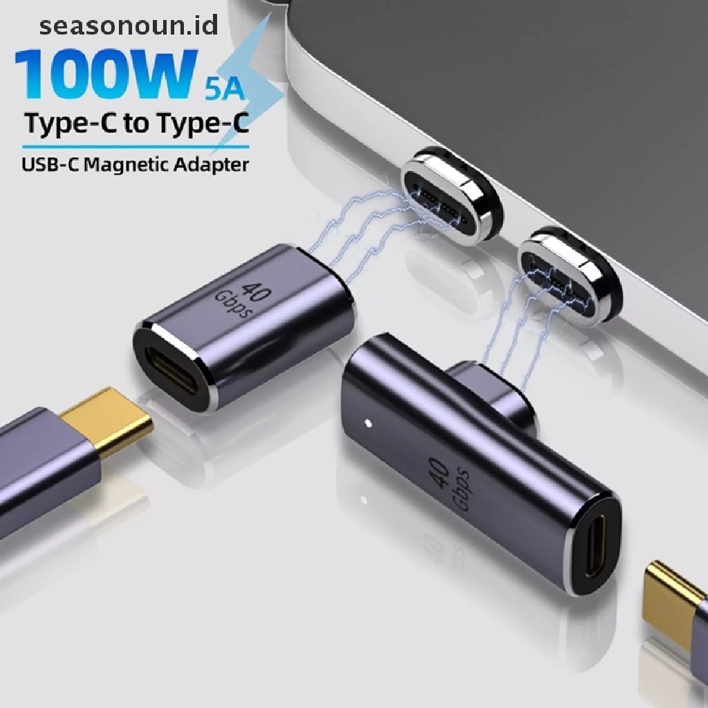 Seasonoun USB4.0 Magnetic Type C Adapter El 40Gbps Tipe-C Handphone Fast Charging Converter USB C Converter Konektor Magnet.