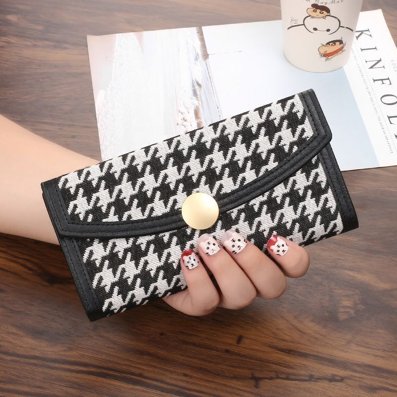 Sera 2023 baru fashion retro fashion houndstooth tas dompet panjang wanita dompet tangan multi-kartu pemegang kartu tas kartu