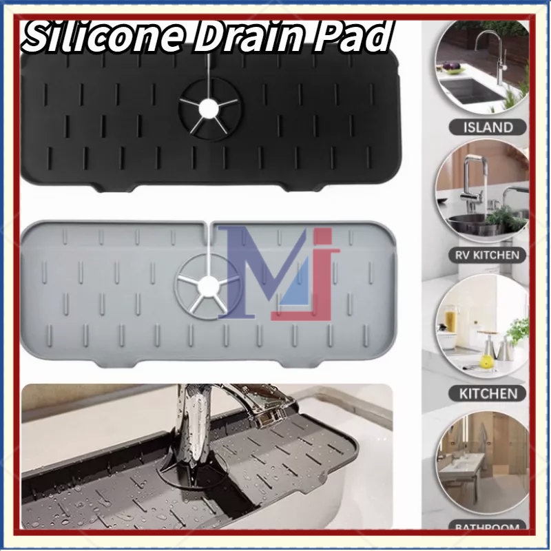 【COD】】Dapur Silicone Faucet Absorbent Mat/Wastafel Splash Guard/Silicone Faucet Splash Catcher Faucet Mat Countertop Protector