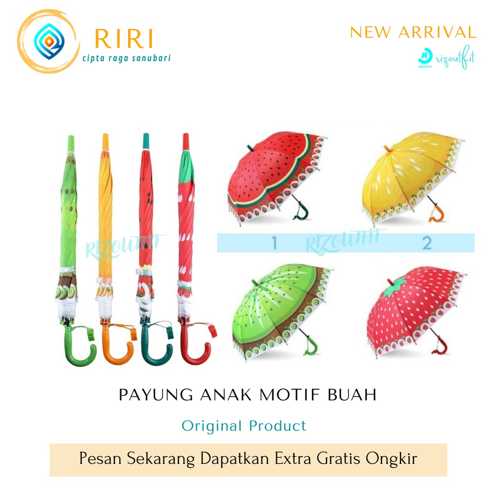 Payung Tongkat Motif Buah Varian Random / Payung Motif Buah / Payung Buah / Umbrella RANDOM